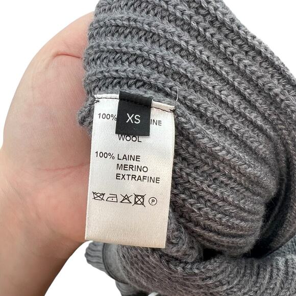 JOSEPH Off the Shoulder Asymmetric Ribbed Sweater Wool Gray Size XS - Picture 11 of 13